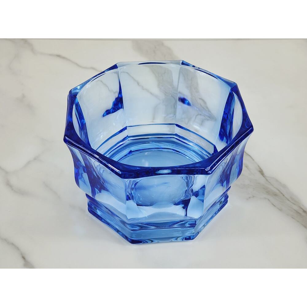 Indiana Clear Blue Glass Octagon Candy Dish Bowl 5 1/2" Home Decor Vintage